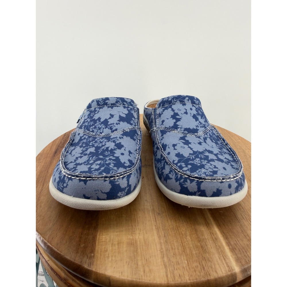 Spenco Siesta Floral Canvas Mules Blue Flower Orthotic Shoes Womens 7.5 B - Picture 5 of 12